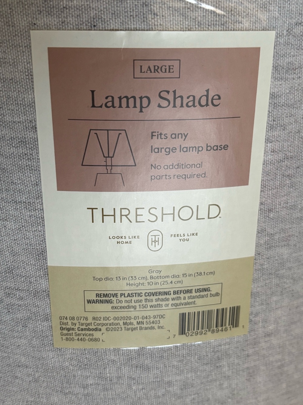New Threshold Gray Lamp Large Round Shade - Picture 2 of 5